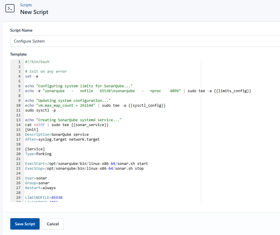 Screenshot of setting up the database