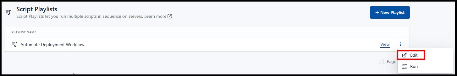 Screenshot showing script playlists