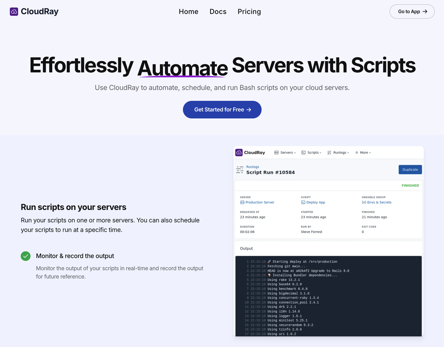 CloudRay homepage