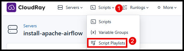 Screenshot of locating script playlists