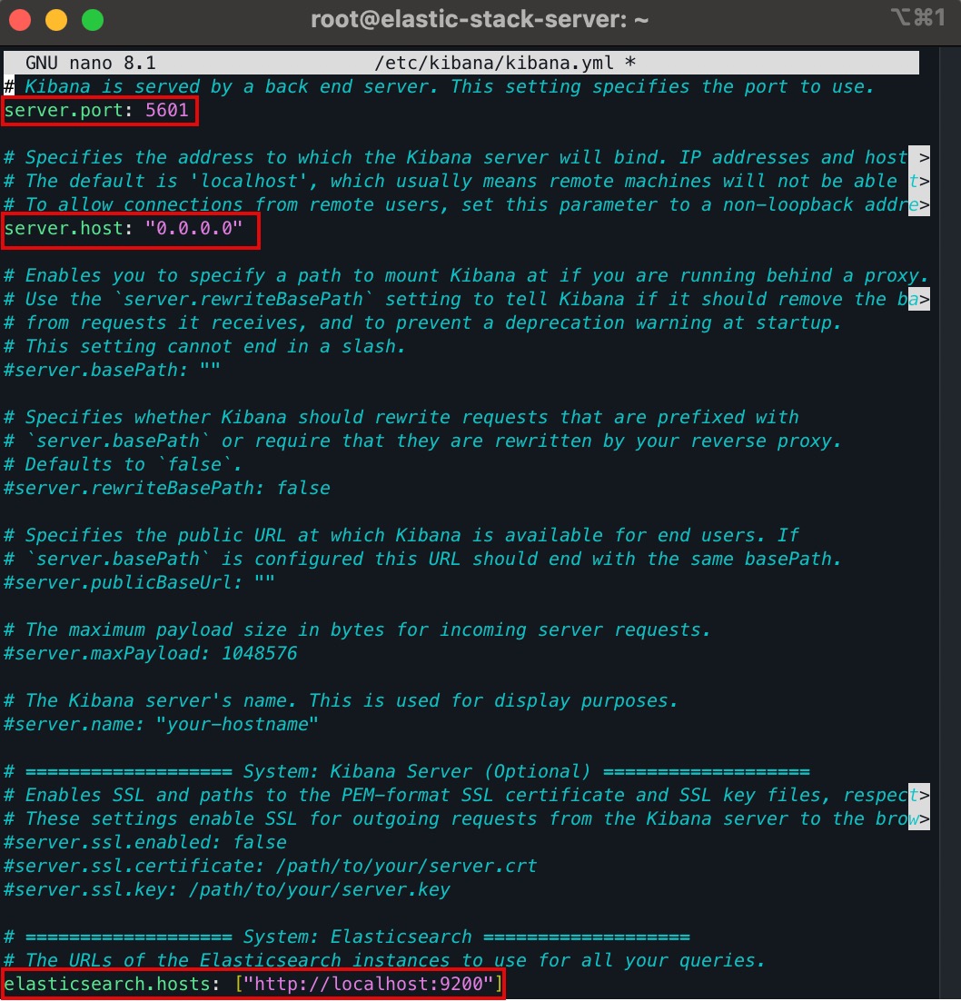 Adjusting Kibana settings configuration