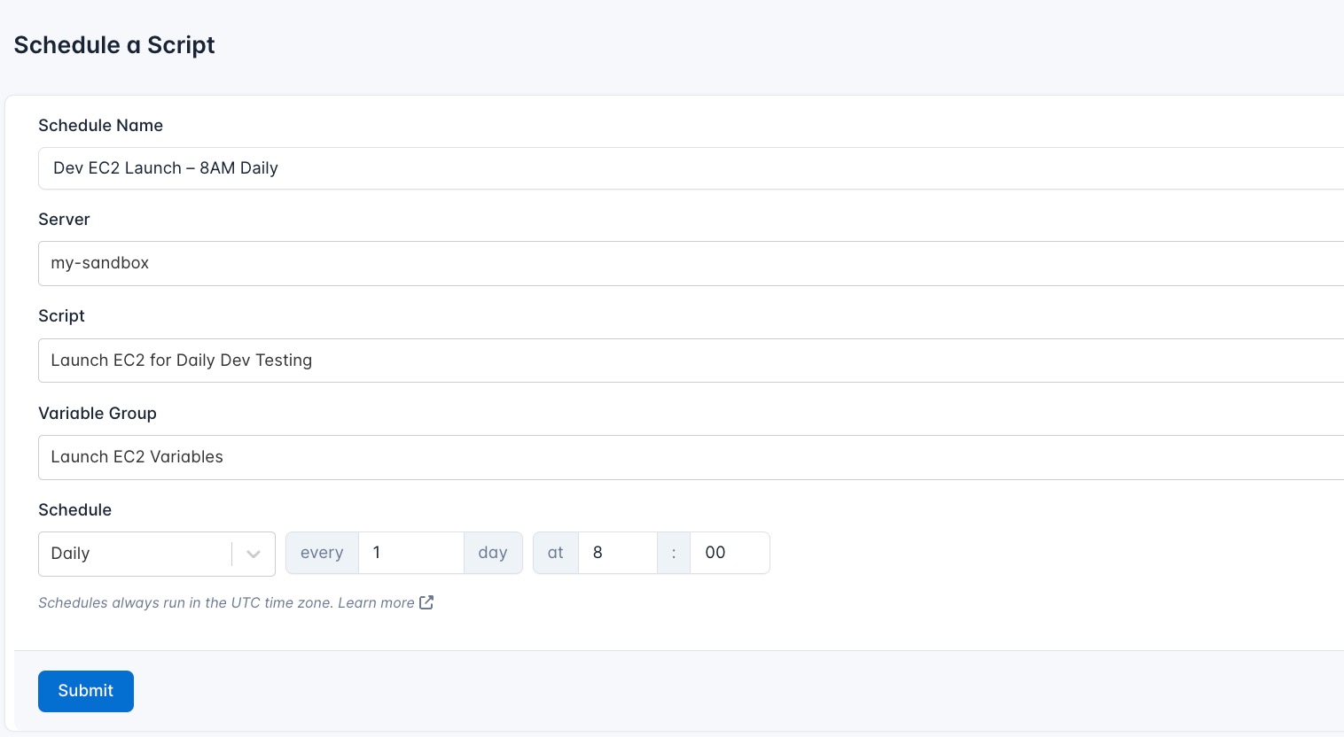 Screenshot of the location of Schedules in CloudRay's Interface