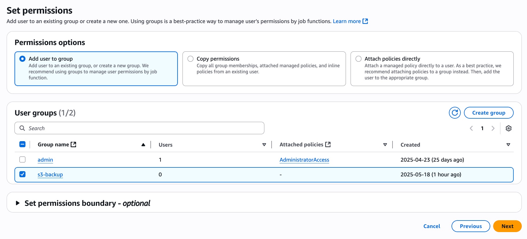 screenshot assigning user a permission
